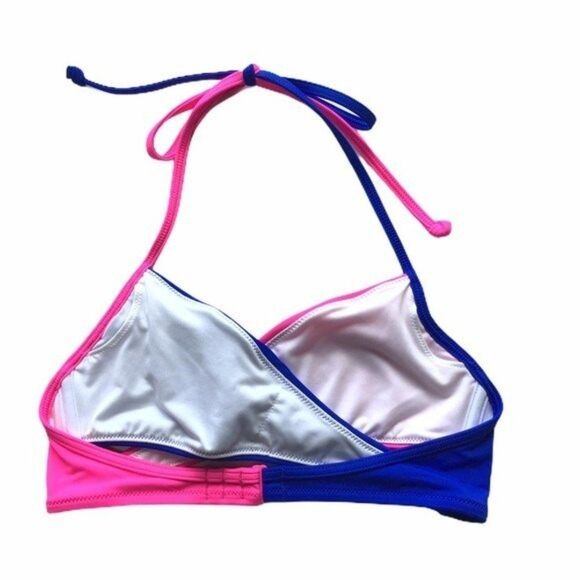 PINK Victoria’s Secret Bikini Top Pink & Royal Blue XS - Picture 2 of 2